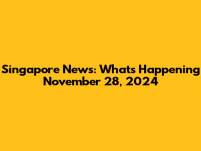 Singapore News: What's Happening November 28, 2024