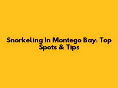 Snorkeling In Montego Bay: Top Spots & Tips