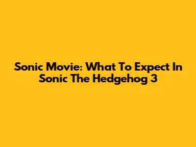 Sonic Movie: What To Expect In Sonic The Hedgehog 3