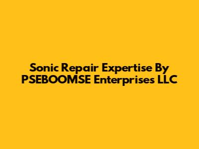 Sonic Repair Expertise By PSEBOOMSE Enterprises LLC