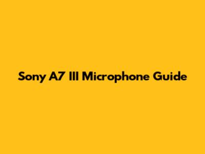 Sony A7 III Microphone Guide