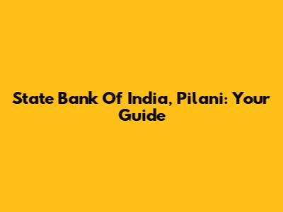 State Bank Of India, Pilani: Your Guide