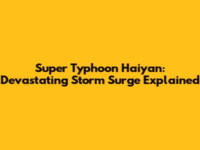 Super Typhoon Haiyan: Devastating Storm Surge Explained