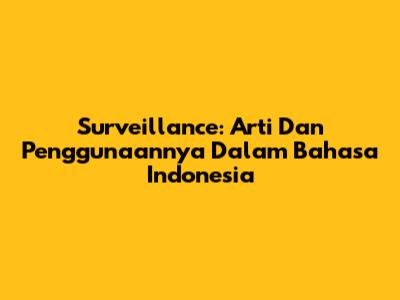 Surveillance: Arti Dan Penggunaannya Dalam Bahasa Indonesia