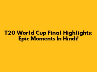 T20 World Cup Final Highlights: Epic Moments In Hindi!