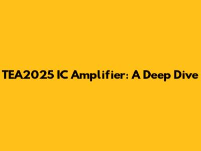 TEA2025 IC Amplifier: A Deep Dive