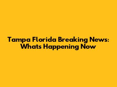Tampa Florida Breaking News: What's Happening Now