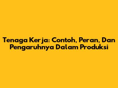 Tenaga Kerja: Contoh, Peran, Dan Pengaruhnya Dalam Produksi