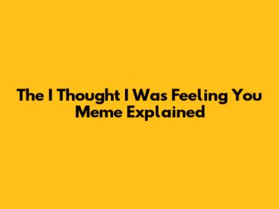 The "I Thought I Was Feeling You" Meme Explained