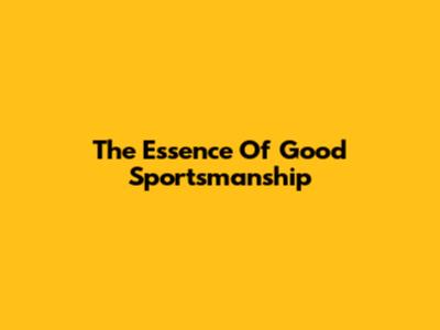 The Essence Of Good Sportsmanship