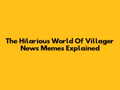 The Hilarious World Of Villager News Memes Explained