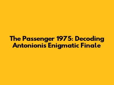 The Passenger 1975: Decoding Antonioni's Enigmatic Finale