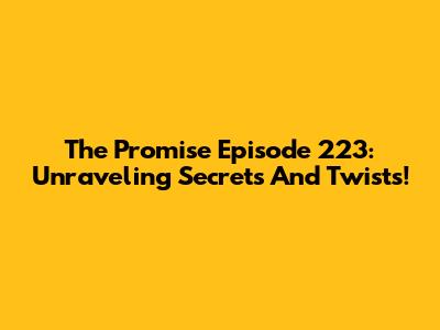 The Promise Episode 223: Unraveling Secrets And Twists!