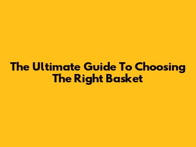 The Ultimate Guide To Choosing The Right Basket