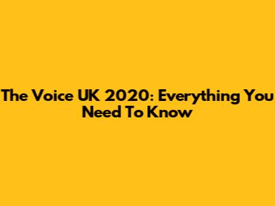 The Voice UK 2020: Everything You Need To Know