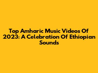 Top Amharic Music Videos Of 2023: A Celebration Of Ethiopian Sounds