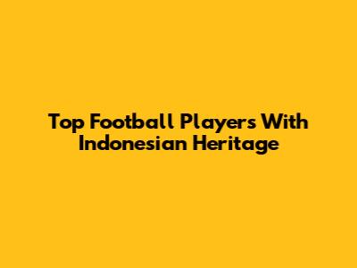 Top Football Players With Indonesian Heritage