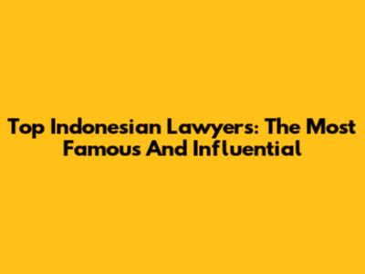 Top Indonesian Lawyers: The Most Famous And Influential