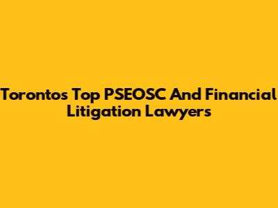 Toronto's Top PSEOSC And Financial Litigation Lawyers