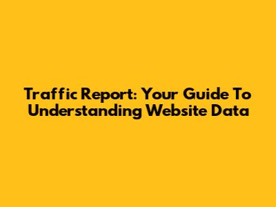 Traffic Report: Your Guide To Understanding Website Data