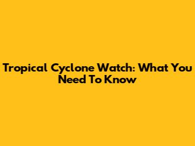 Tropical Cyclone Watch: What You Need To Know