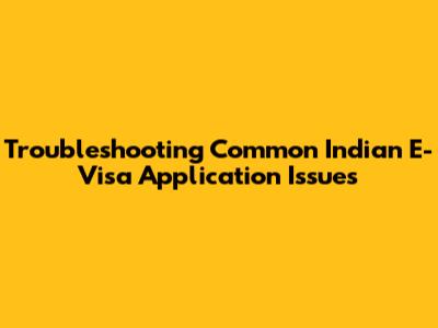 Troubleshooting Common Indian E-Visa Application Issues
