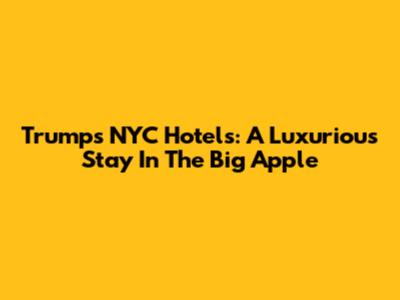 Trump's NYC Hotels: A Luxurious Stay In The Big Apple