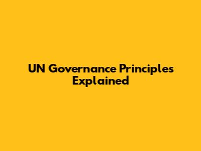 UN Governance Principles Explained