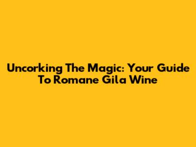 Uncorking The Magic: Your Guide To Romane Gila Wine