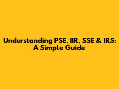Understanding PSE, IIR, SSE & IRS: A Simple Guide