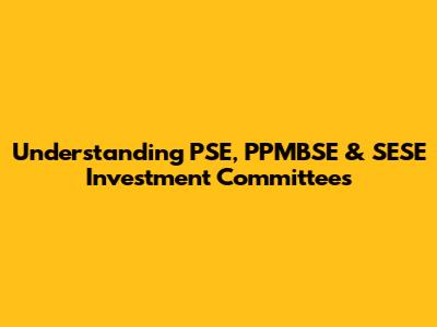 Understanding PSE, PPMBSE & SESE Investment Committees