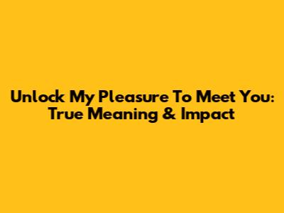 Unlock 'My Pleasure To Meet You': True Meaning & Impact