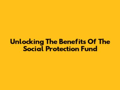 Unlocking The Benefits Of The Social Protection Fund