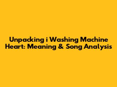 Unpacking 'i Washing Machine Heart': Meaning & Song Analysis