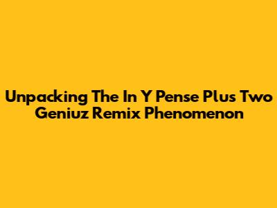 Unpacking The 'In Y Pense Plus Two Geniuz Remix' Phenomenon