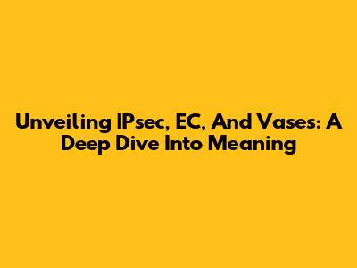 Unveiling IPsec, EC, And Vases: A Deep Dive Into Meaning