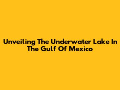 Unveiling The Underwater Lake In The Gulf Of Mexico