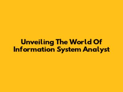 Unveiling The World Of Information System Analyst