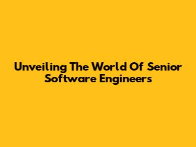 Unveiling The World Of Senior Software Engineers