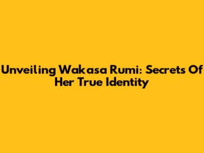 Unveiling Wakasa Rumi: Secrets Of Her True Identity