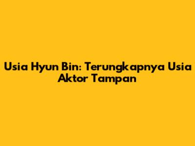 Usia Hyun Bin: Terungkapnya Usia Aktor Tampan