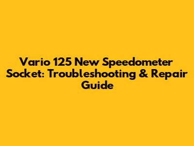 Vario 125 New Speedometer Socket: Troubleshooting & Repair Guide