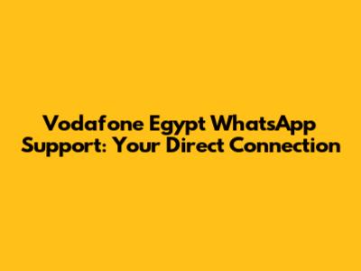 Vodafone Egypt WhatsApp Support: Your Direct Connection