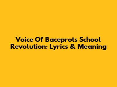 Voice Of Baceprot's School Revolution: Lyrics & Meaning