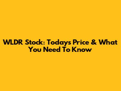 WLDR Stock: Today's Price & What You Need To Know