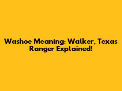 Washoe Meaning: Walker, Texas Ranger Explained!