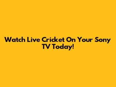 Watch Live Cricket On Your Sony TV Today!