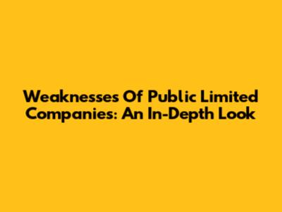 Weaknesses Of Public Limited Companies: An In-Depth Look