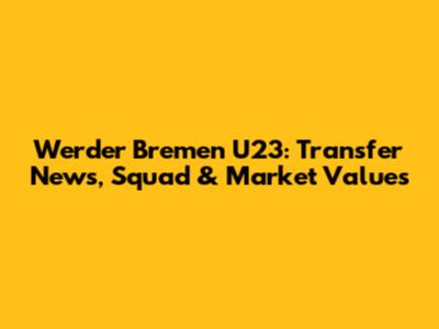 Werder Bremen U23: Transfer News, Squad & Market Values