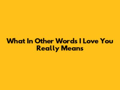 What "In Other Words I Love You" Really Means